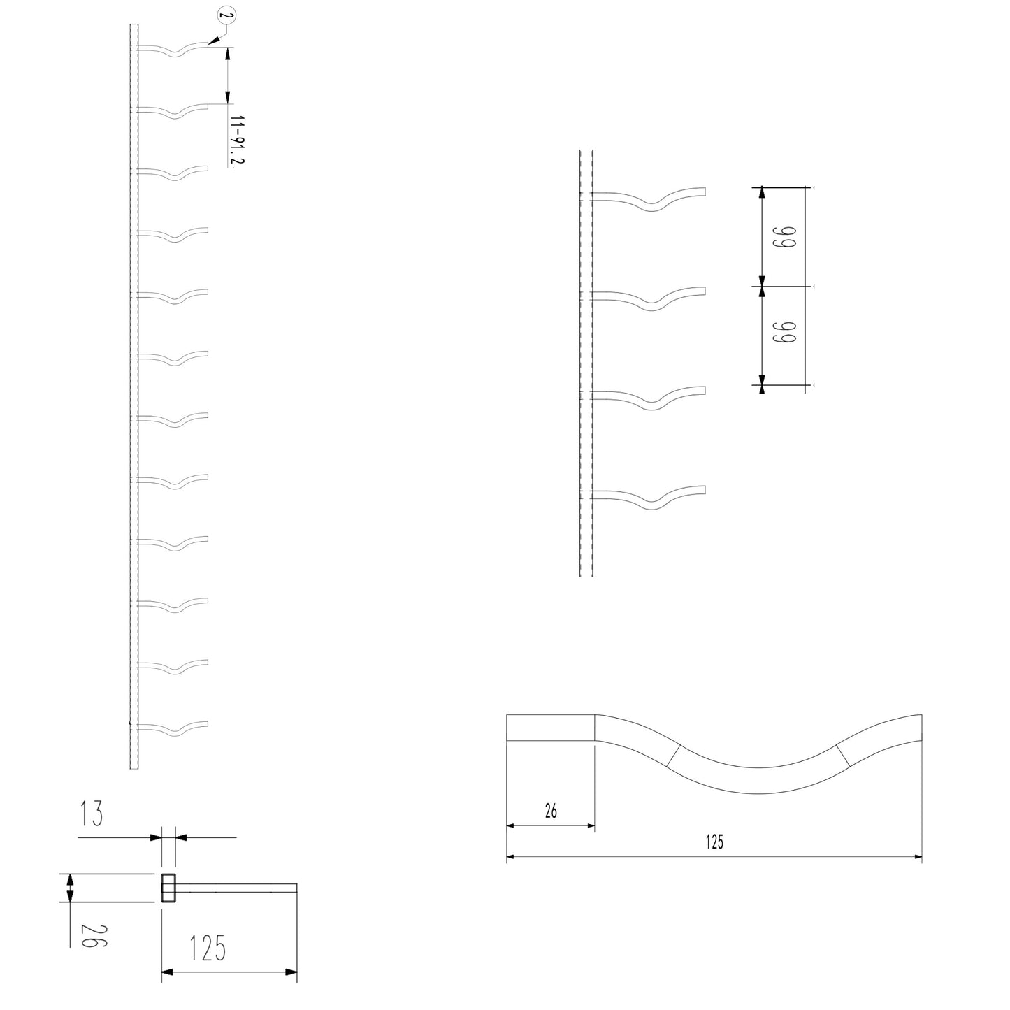 Wall Mounted Metal Wine Racks C-Type