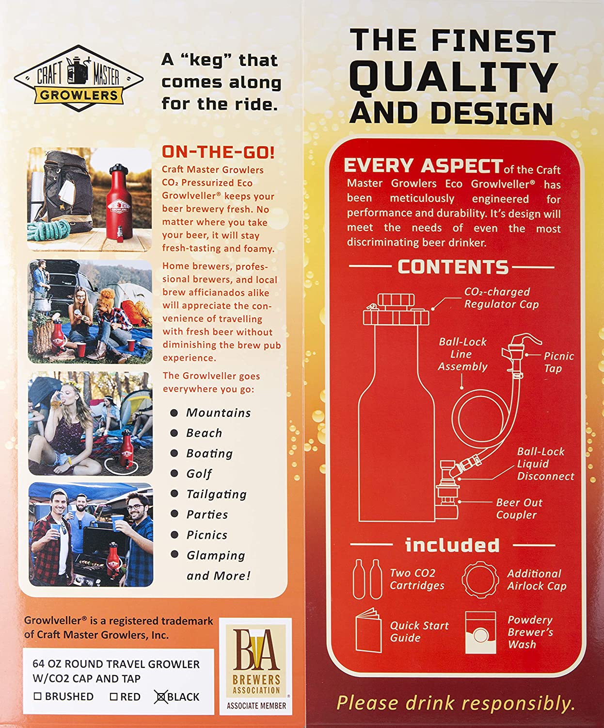 *Custom Image* "Portable Keg" 64 oz Growlveller™ C02 Carbonated - Free Shipping
