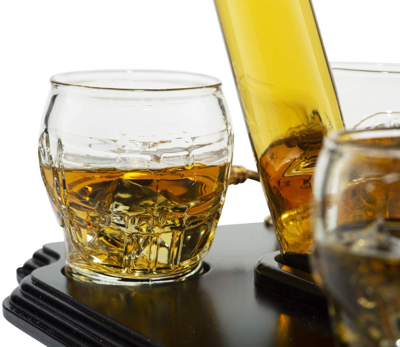 Ice Hockey Wine & Whiskey Decanter Set With 4 Helmet Whiskey Glasses