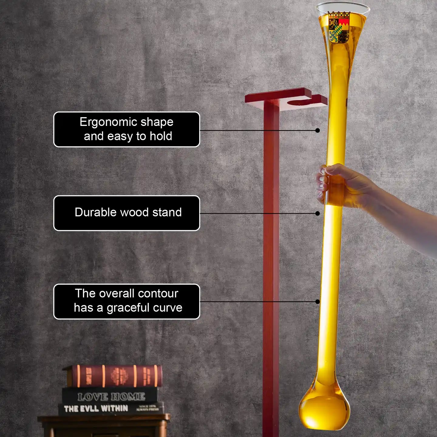 Full Yard of Ale with Stand - Free Shipping