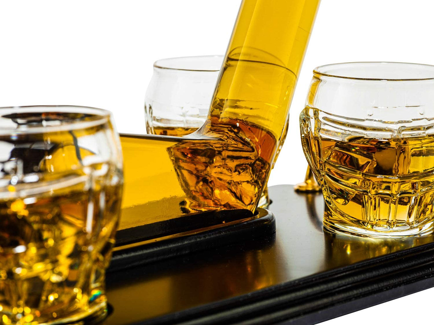 Ice Hockey Wine & Whiskey Decanter Set With 4 Helmet Whiskey Glasses