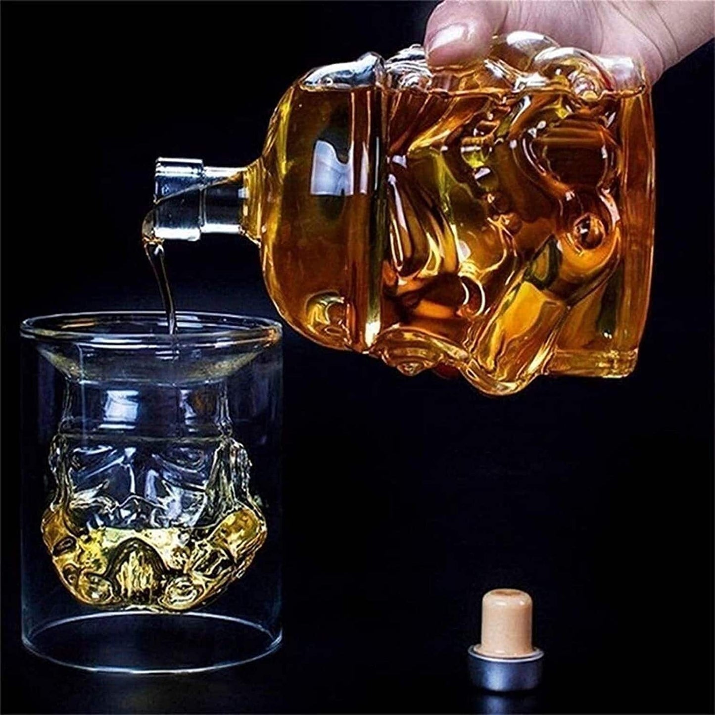 Transparent Whiskey Decanter Set Bottle with 2 Wine Glasses 150ml